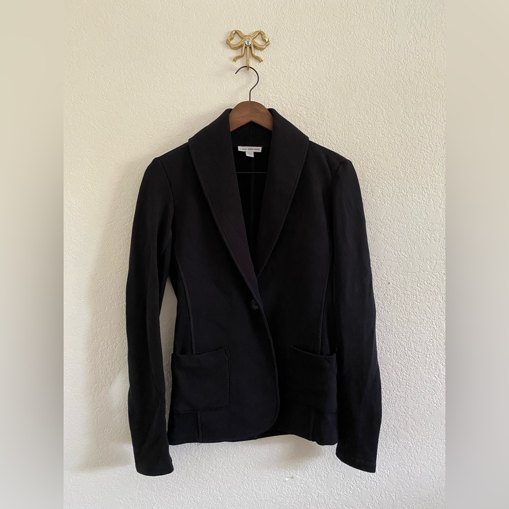 Standard James Perse | Women's Casual Cotton Black One Button Blazer Size Medium